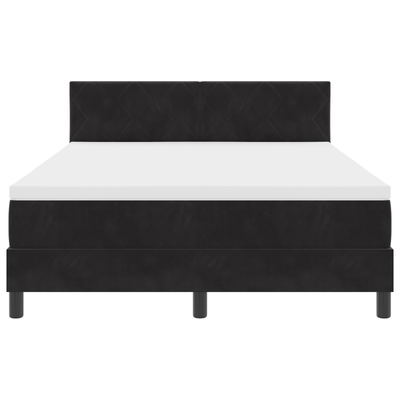 Box Spring Bed with Mattress Black Full Velvet, vidaXL Headboard Diamond Blocks Design Black 140 cm Velvet