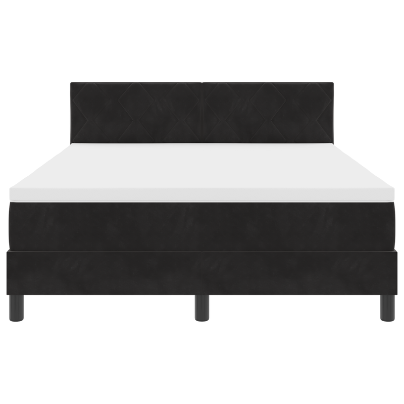 Box Spring Bed with Mattress Black Full Velvet, vidaXL Headboard Diamond Blocks Design Black 140 cm Velvet