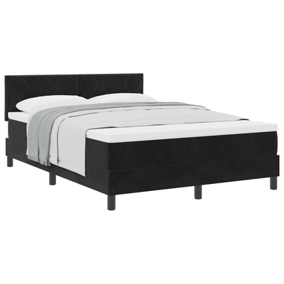 Box Spring Bed with Mattress Black Full Velvet, vidaXL Headboard Diamond Blocks Design Black 140 cm Velvet