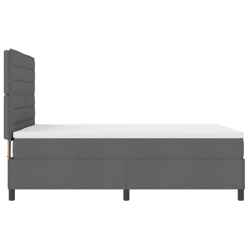 Box Spring Bed with Mattress Dark Grey Queen Fabric, vidaXL Headboard Lines Design Dark Grey 160 cm Fabric