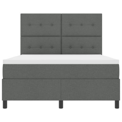 Box Spring Bed with Mattress Dark Grey Queen Fabric, vidaXL Headboard Button Tufted Dark Grey 160 cm Fabric
