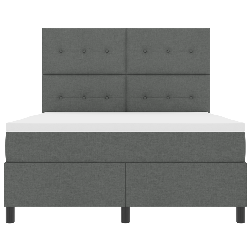 Box Spring Bed with Mattress Dark Grey Queen Fabric, vidaXL Headboard Button Tufted Dark Grey 160 cm Fabric