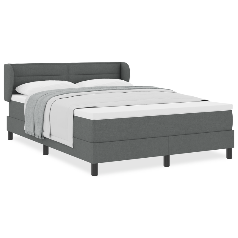 Box Spring Bed with Mattress Dark Grey Queen Fabric