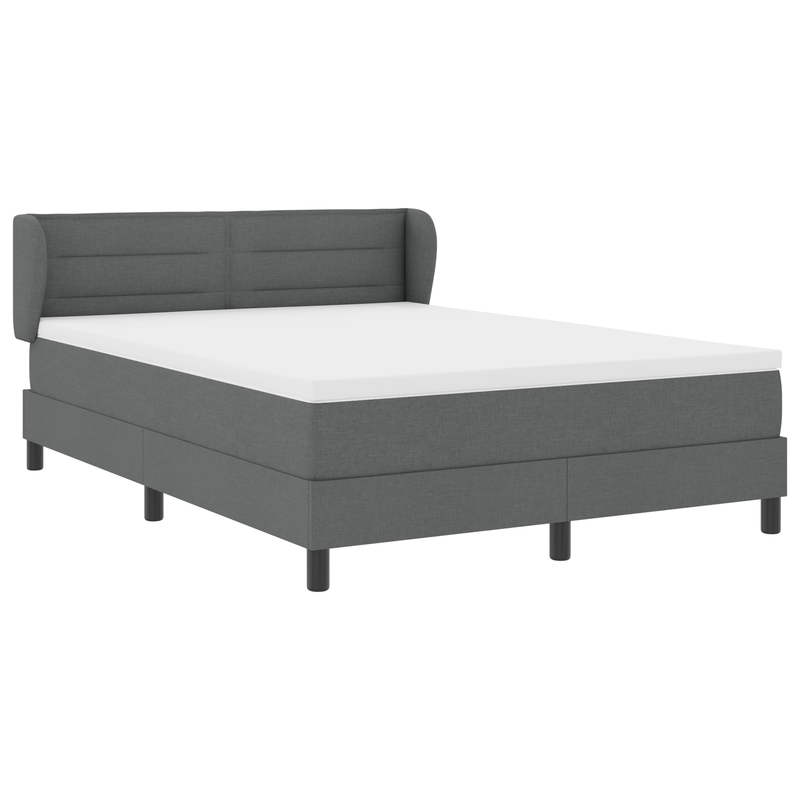 Box Spring Bed with Mattress Dark Grey Queen Fabric