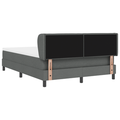 Box Spring Bed with Mattress Dark Grey Queen Fabric