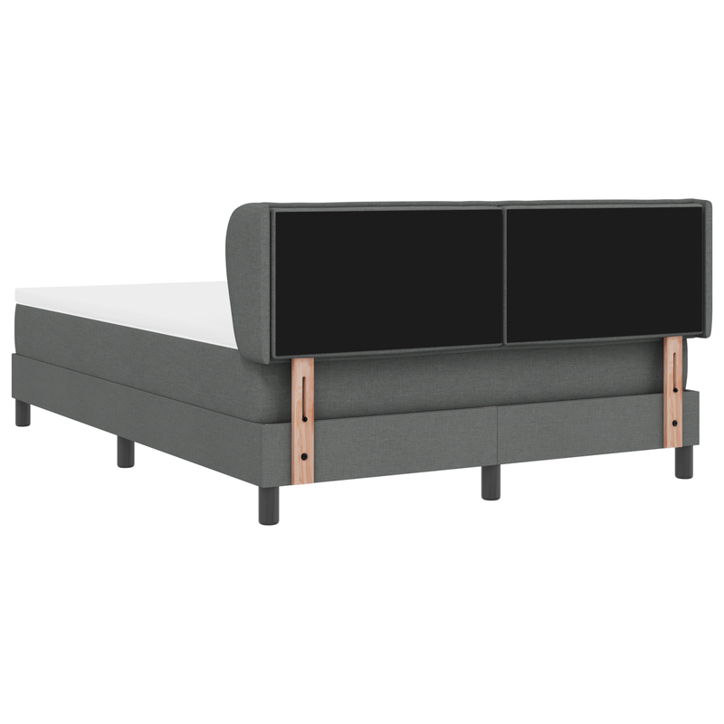 Box Spring Bed with Mattress Dark Grey Queen Fabric