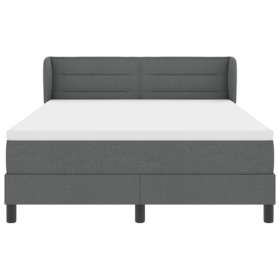 Box Spring Bed with Mattress Dark Grey Queen Fabric
