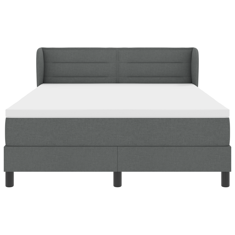 Box Spring Bed with Mattress Dark Grey Queen Fabric