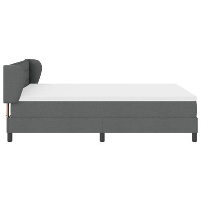 Box Spring Bed with Mattress Dark Grey Queen Fabric