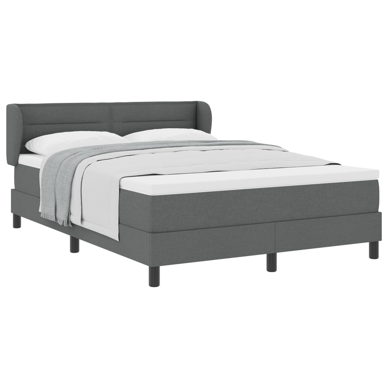 Box Spring Bed with Mattress Dark Grey Queen Fabric