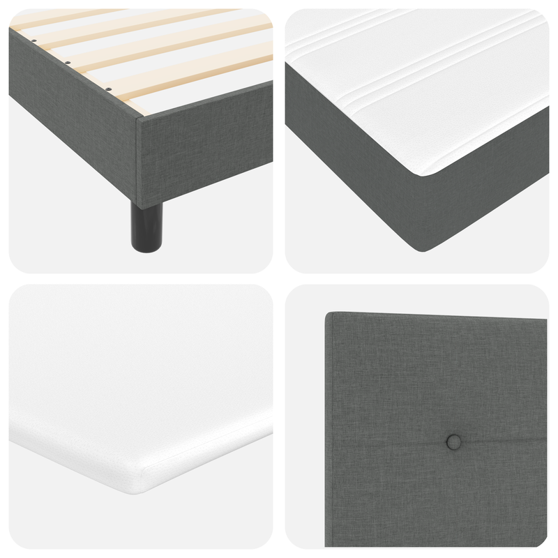 Box Spring Bed with Mattress Dark Grey Full Fabric