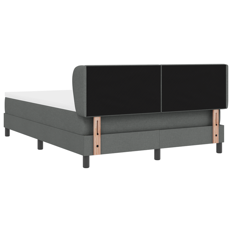 Box Spring Bed with Mattress Dark Grey Full Fabric