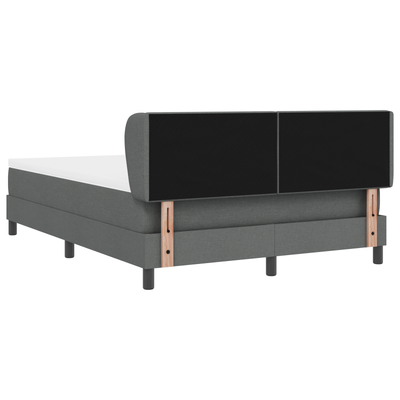 Box Spring Bed with Mattress Dark Grey Queen Fabric