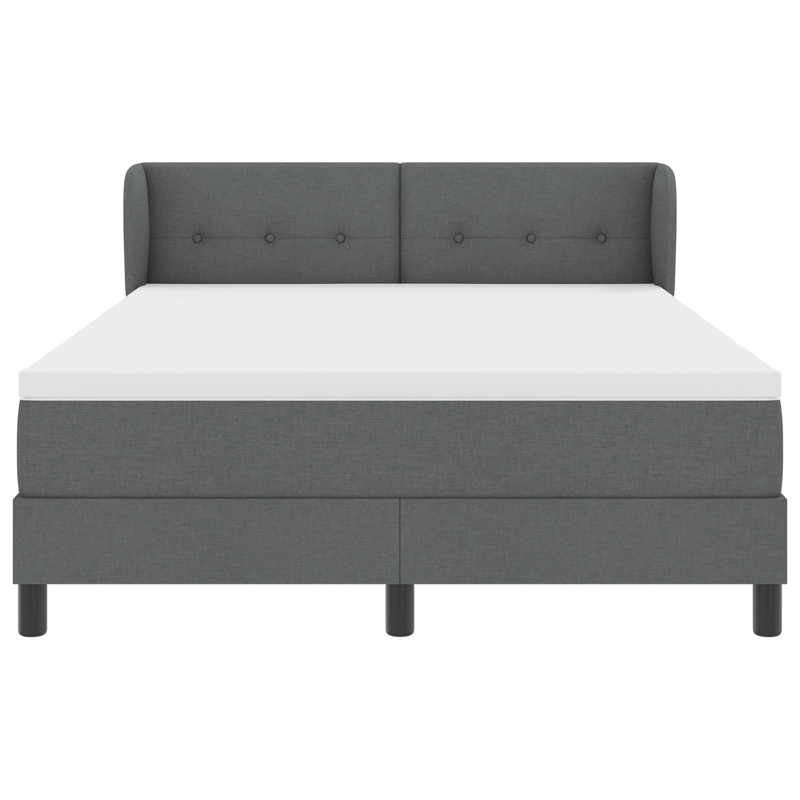 Box Spring Bed with Mattress Dark Grey Queen Fabric