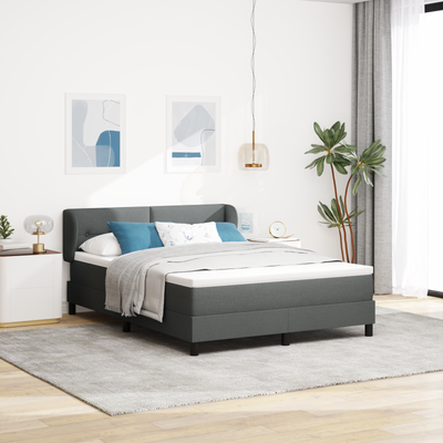 Box Spring Bed with Mattress Dark Grey Queen Fabric