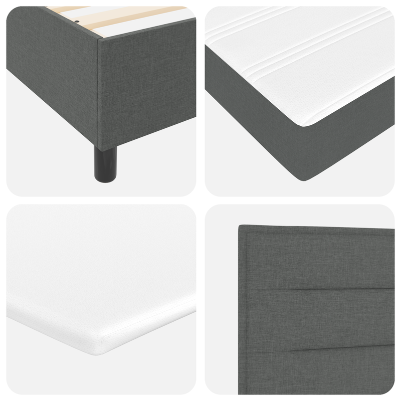Box Spring Bed with Mattress Dark Grey Queen Fabric