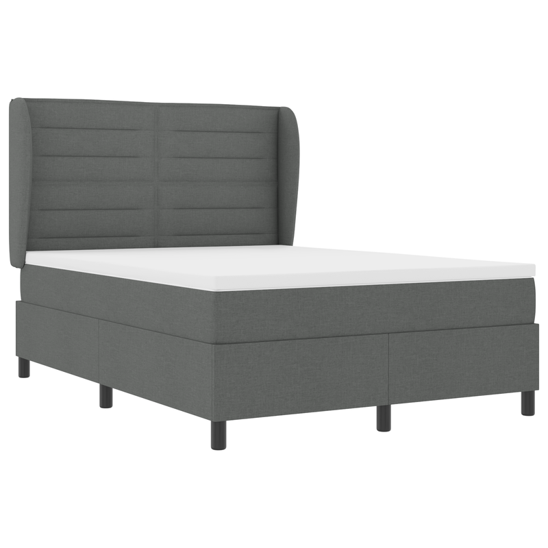 Box Spring Bed with Mattress Dark Grey Queen Fabric