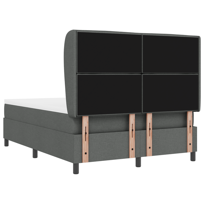 Box Spring Bed with Mattress Dark Grey Queen Fabric