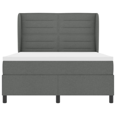 Box Spring Bed with Mattress Dark Grey Queen Fabric