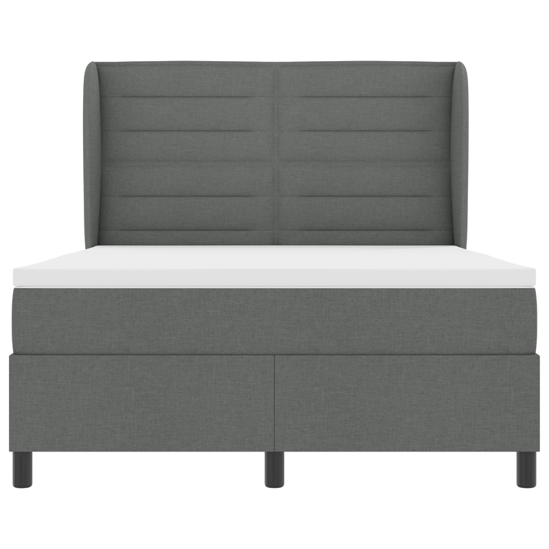 Box Spring Bed with Mattress Dark Grey Queen Fabric