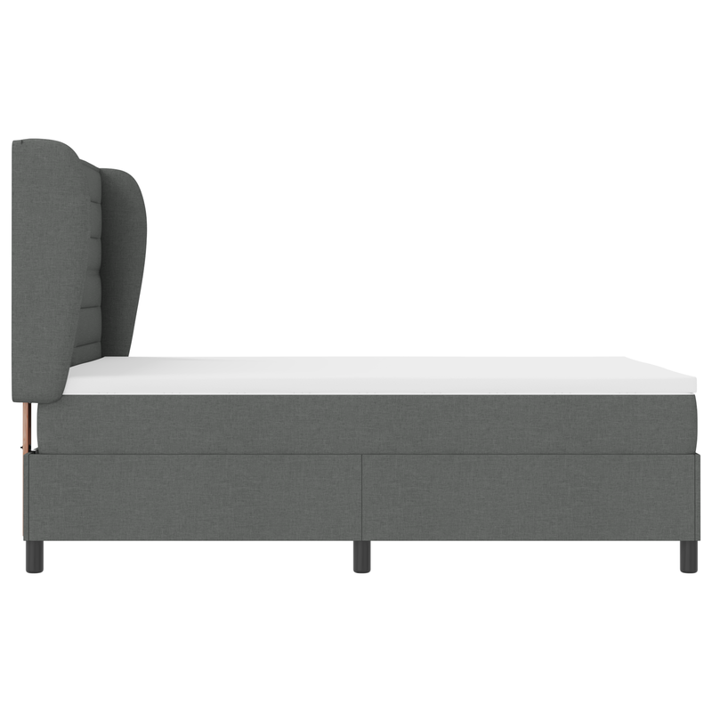 Box Spring Bed with Mattress Dark Grey Queen Fabric