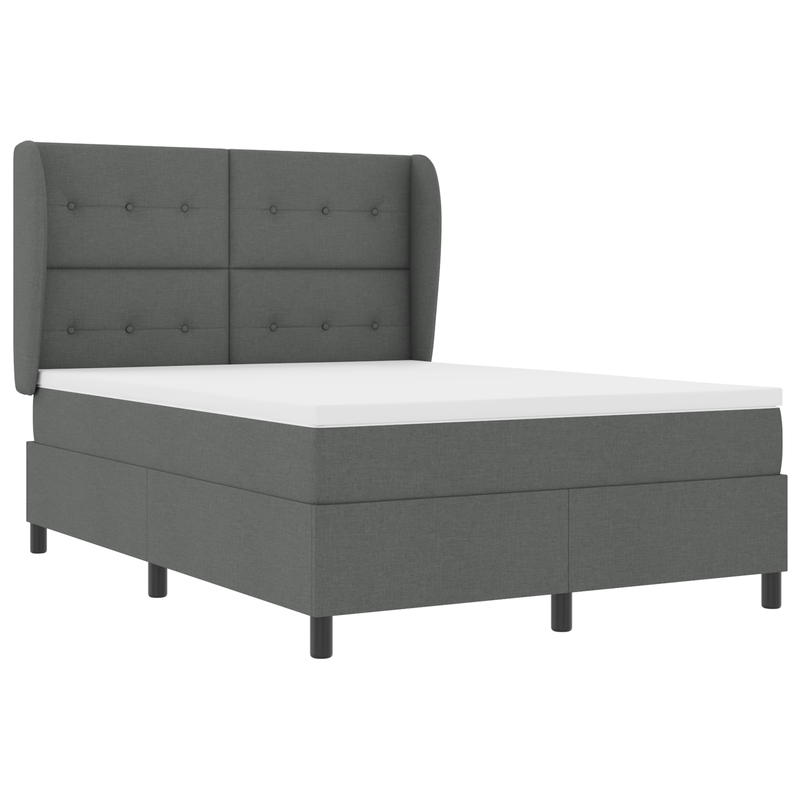 Box Spring Bed with Mattress Dark Grey Queen Fabric