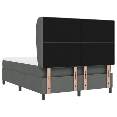 Box Spring Bed with Mattress Dark Grey Queen Fabric