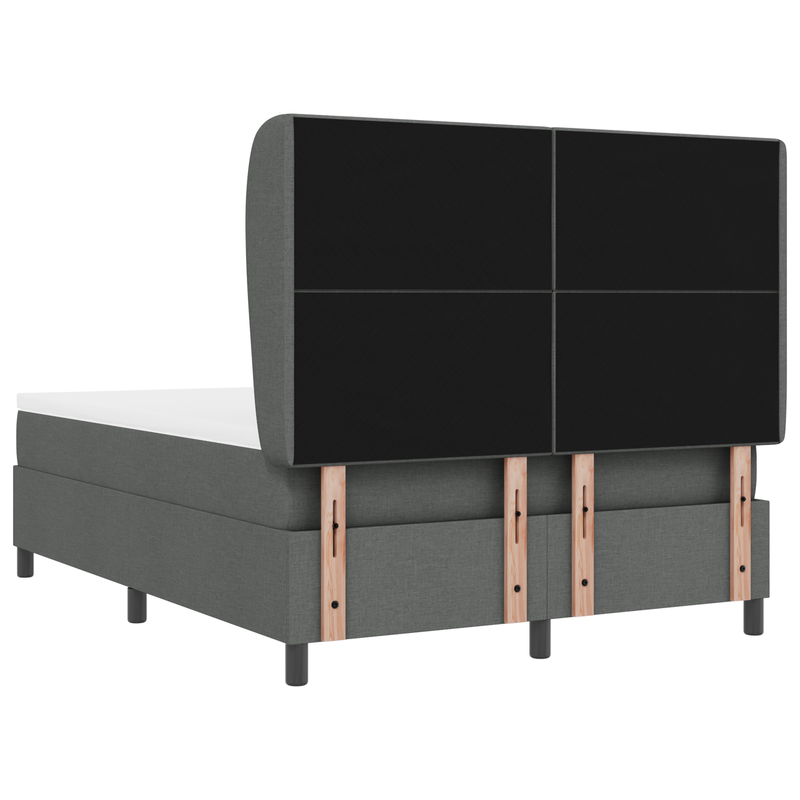 Box Spring Bed with Mattress Dark Grey Queen Fabric