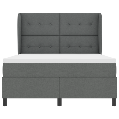 Box Spring Bed with Mattress Dark Grey Queen Fabric
