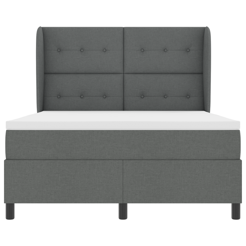 Box Spring Bed with Mattress Dark Grey Queen Fabric