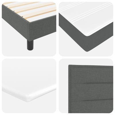Box Spring Bed with Mattress & LED Dark Grey King Single Fabric