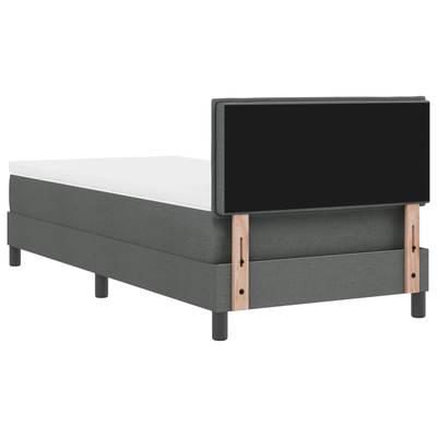 Box Spring Bed with Mattress & LED Dark Grey King Single Fabric