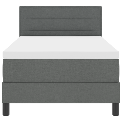 Box Spring Bed with Mattress & LED Dark Grey King Single Fabric