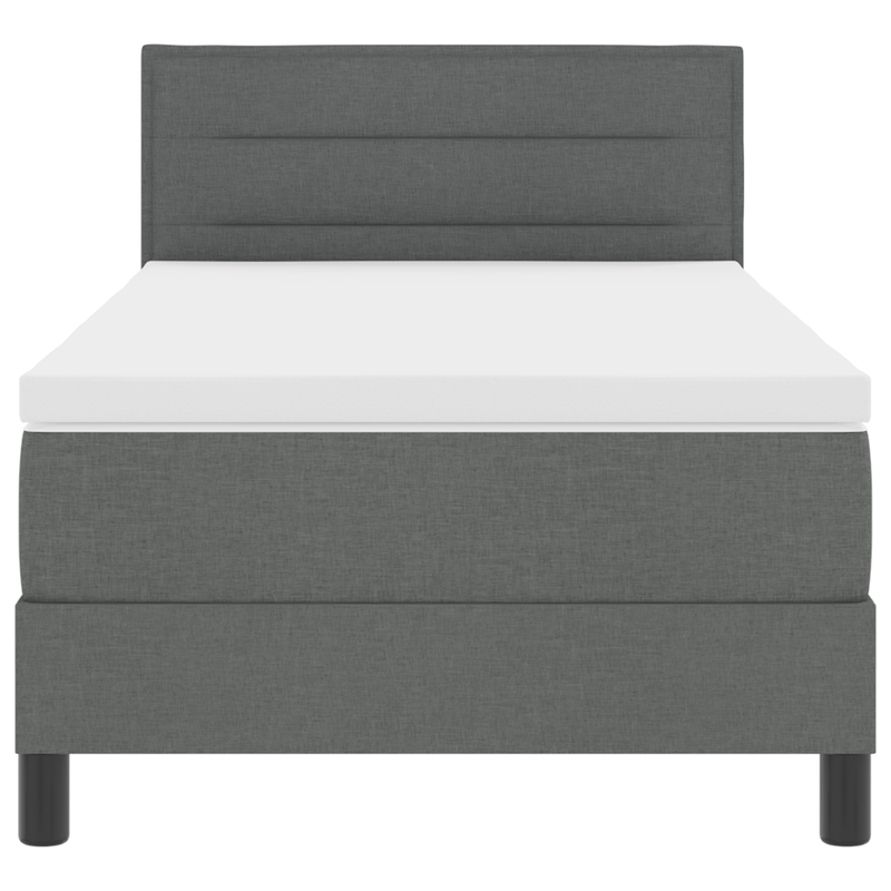 Box Spring Bed with Mattress & LED Dark Grey King Single Fabric