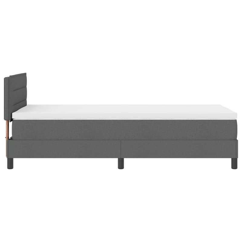 Box Spring Bed with Mattress & LED Dark Grey King Single Fabric