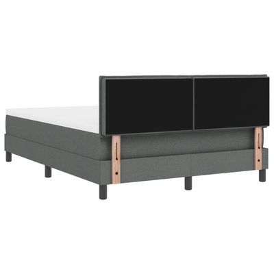 Box Spring Bed with Mattress&LED Dark Grey Full Fabric