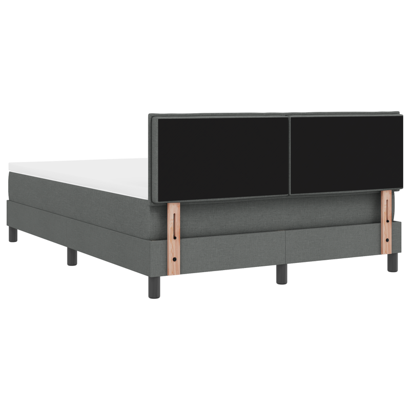 Box Spring Bed with Mattress&LED Dark Grey Full Fabric