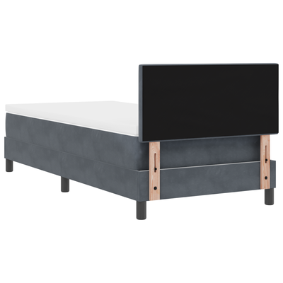 Box Spring Bed with Mattress & LED Dark Grey King Single Fabric