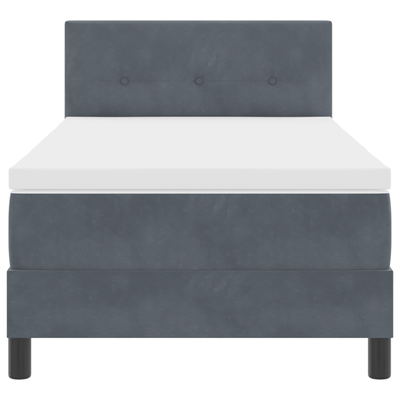 Box Spring Bed with Mattress & LED Dark Grey King Single Fabric