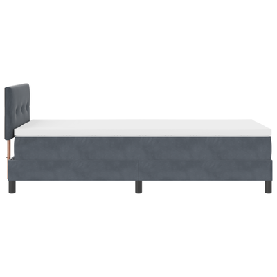 Box Spring Bed with Mattress & LED Dark Grey King Single Fabric