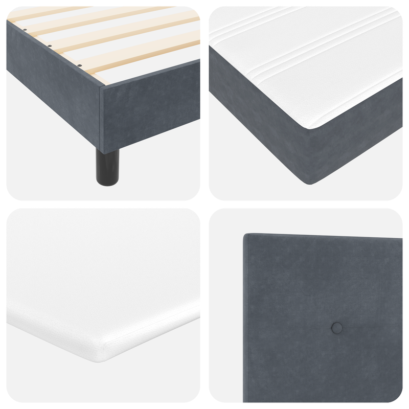 Box Spring Bed with Mattress & LED Dark Grey Queen Fabric