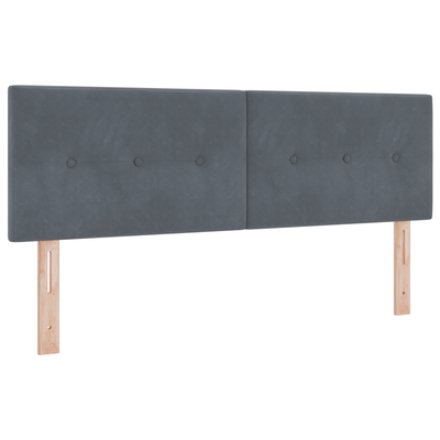 Box Spring Bed with Mattress & LED Dark Grey Queen Fabric