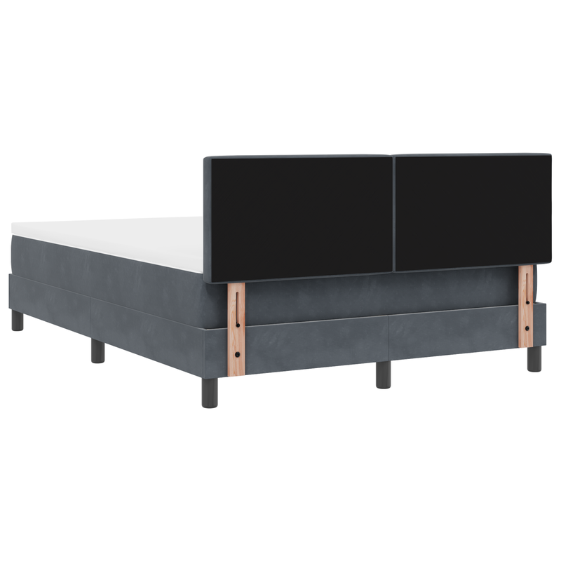 Box Spring Bed with Mattress & LED Dark Grey Queen Fabric