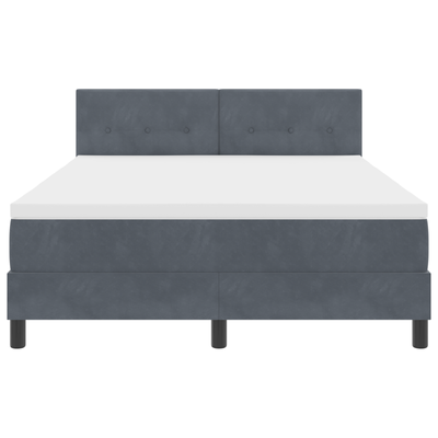 Box Spring Bed with Mattress & LED Dark Grey Queen Fabric