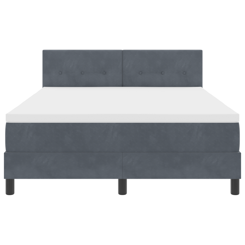 Box Spring Bed with Mattress & LED Dark Grey Queen Fabric