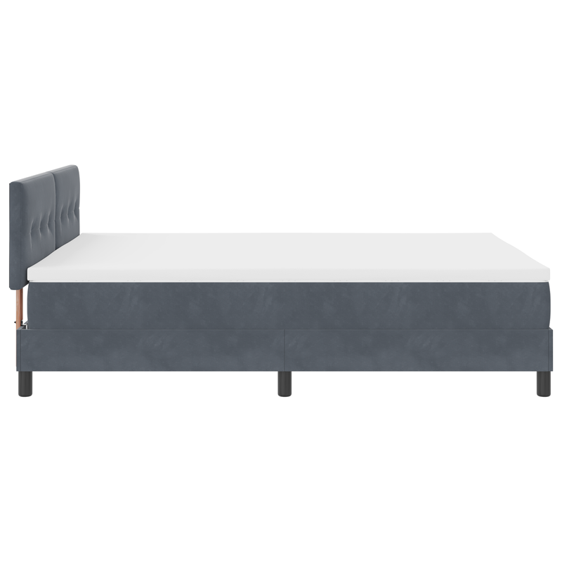 Box Spring Bed with Mattress & LED Dark Grey Queen Fabric