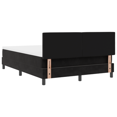 Box Spring Bed with Mattress & LED Black Queen Velvet