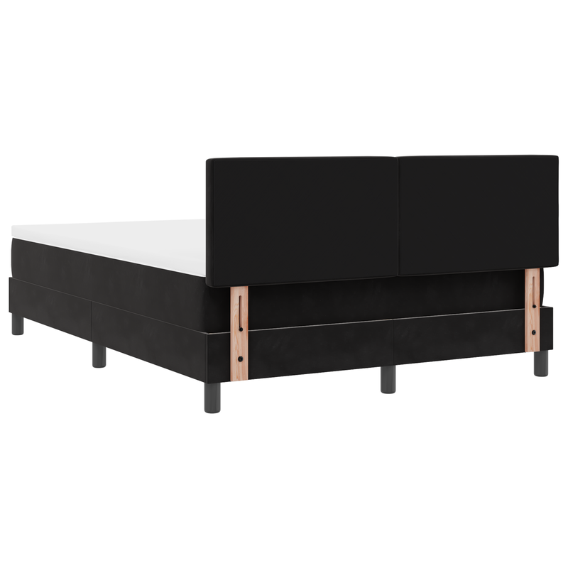 Box Spring Bed with Mattress & LED Black Queen Velvet
