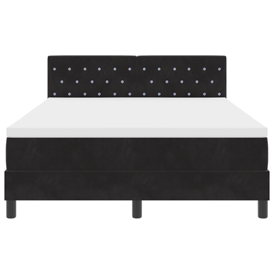 Box Spring Bed with Mattress & LED Black Queen Velvet