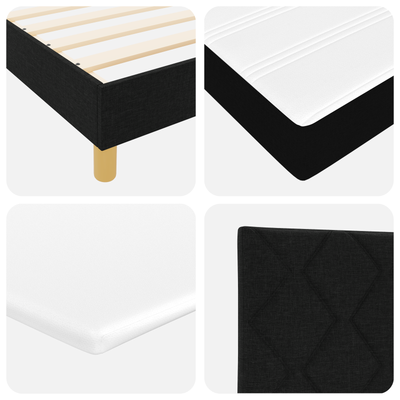Box Spring Bed with Mattress & LED Black King Single Velvet
